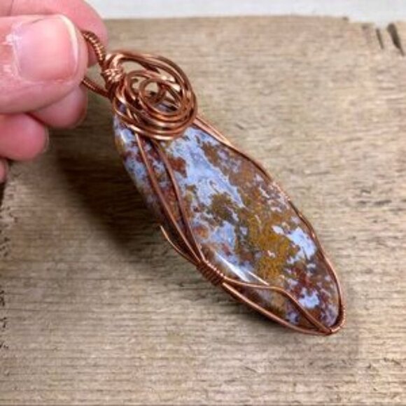 Rare Crazy Lace Moss Agate Necklace Pendant - Picture 5 of 6